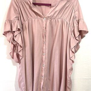 BiBi Pink Ruffle Sleeve Blouse